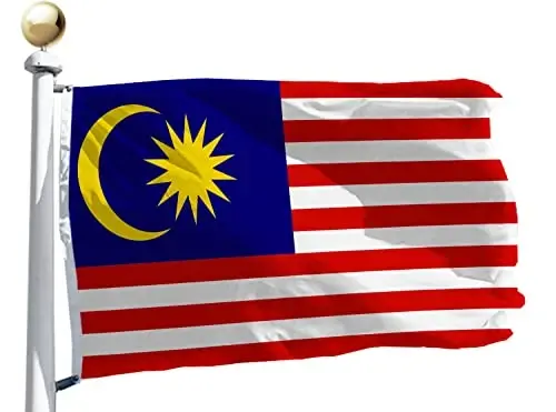 Malaysia Flag 3x5 Ft Large, Moderate-Outdoor Both Sides 100D Polyester,Canvas Header and Double Stitched - Brass Grommets for Easy Display, 3' x 5' Malaysia Flags - RHUNGIFT