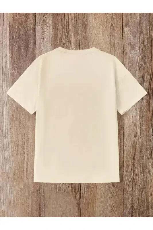 Мальчик Летний Ткань Баскетболист Принт Бежевая Футболка-Черный Спортивный Костюм-Бежевый - 3