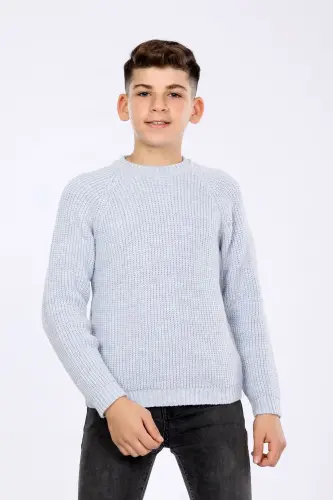 Мальчик Regular Fit Basic Трикотажный свитер (4-13) лет-СВЕТЛО-ГОЛУБОЙ - 1