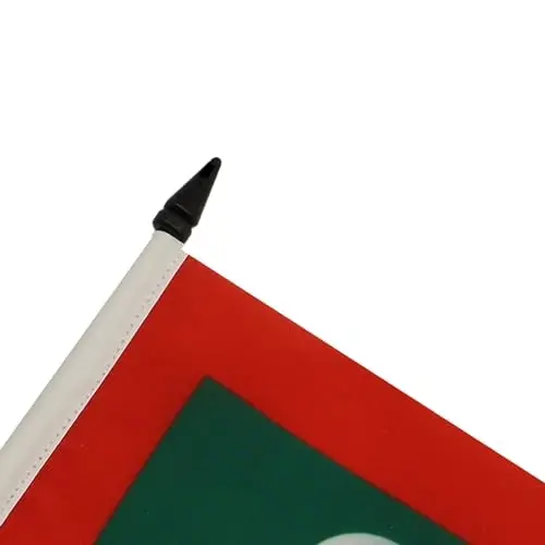 Maldiv orollari stoli bayrog'i 4'' x 6'' - Maldiv orollari stol bayrog'i 15 x 10 sm - Qora plastik tayoq va asos - AZ FLAG - 4