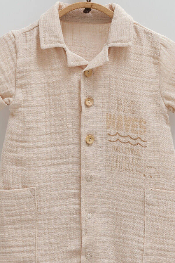 MALE BABY JUMPSUIT %100 COTTON DOUBLE POCKET DETAILED 2025 SUMMER SEASON - 3