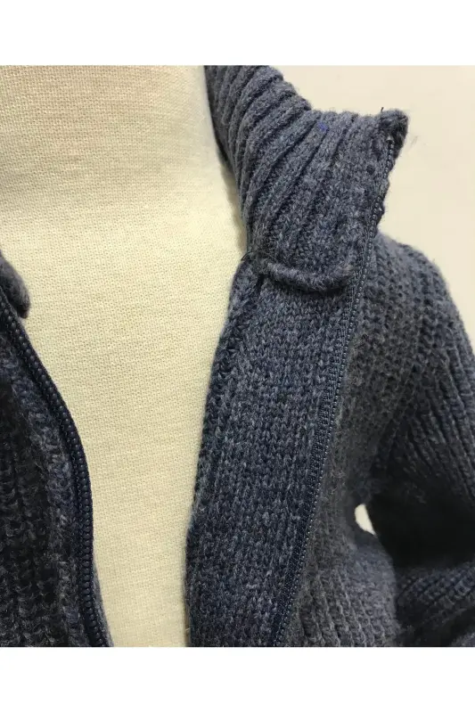 MALE BABY KNITTED ZIP-UP CARDIGAN-INDIGO - 3