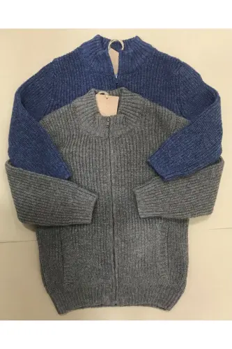 MALE BABY KNITTED ZIP-UP CARDIGAN-INDIGO - 4