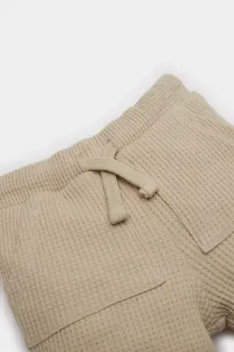 Male Baby Pocketed Waffle Shorts C2221A524SM-Beige - 3