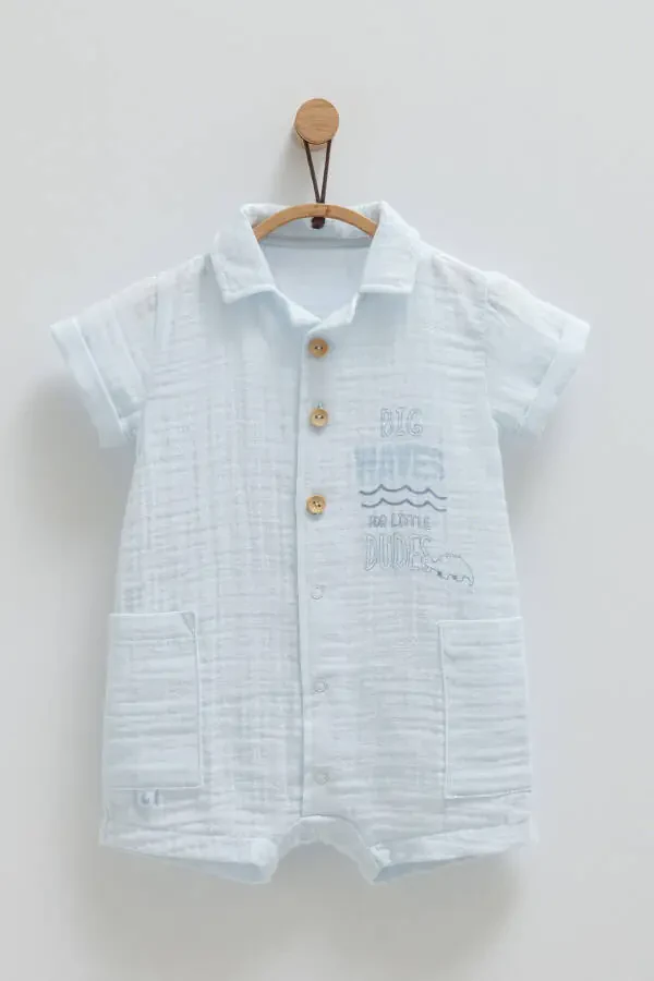 MALE BABY ROMPER 100% COTTON DOUBLE POCKET DETAILED 2025 SUMMER SEASON - 1