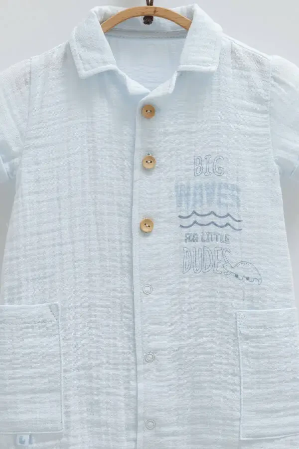 MALE BABY ROMPER 100% COTTON DOUBLE POCKET DETAILED 2025 SUMMER SEASON - 4