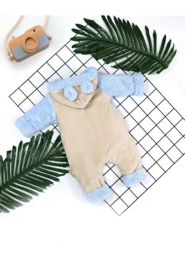 MALE BABY WINTER WELSOFT JUMPSUIT WITH TEDDY BEAR - 2