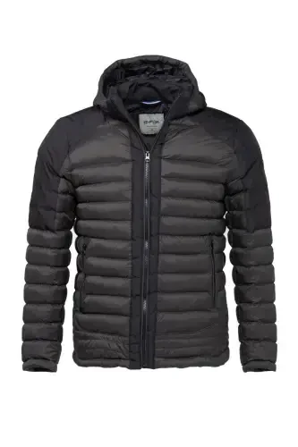 MALE SHORT DETACHABLE HOODED PADDED WATER-REPELLENT CLASSIC PUFFER JACKET 9710-anthracite - 4