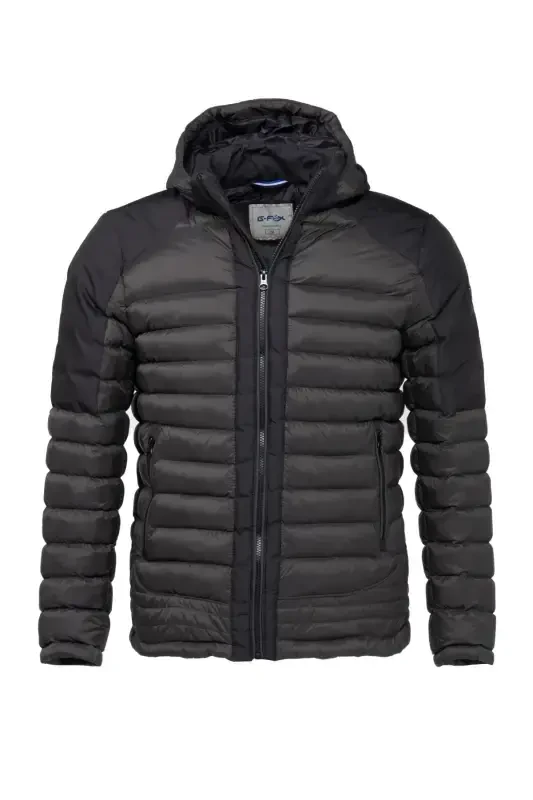 MALE SHORT DETACHABLE HOODED PADDED WATER-REPELLENT CLASSIC PUFFER JACKET 9710-anthracite - 4