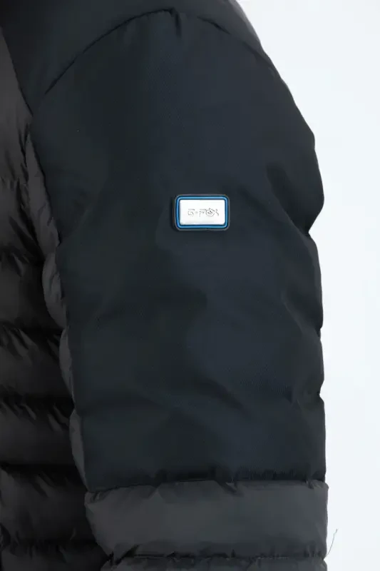 MALE SHORT DETACHABLE HOODED PADDED WATER-REPELLENT CLASSIC PUFFER JACKET 9710-anthracite - 6