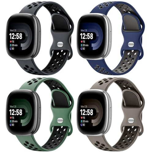 Maledan 4-пакетный спортивный ремешок, совместимый с Fitbit Versa 3/Versa 4/ Fitbit Sense/Sense 2, мягкие браслеты для замены аксессуаров для Fitbit Versa 3/4 и Sense/Sense 2 умные часы - 1