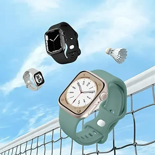 Maledan 6 Pack Bands Apple Watch Band 38mm 40mm 41mm 42mm 44mm 45mm 46mm 49mm Women Men uchun mos, iWatch Apple Watch Series 11 10 9 8 7 6 5 4 3 2 1 SE Ultra uchun yumshoq silikon sport bilaguzuk - 3