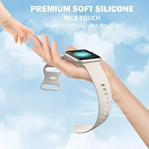 Maledan 6 Pack Bands Apple Watch Band 38mm 40mm 41mm 42mm 44mm 45mm 46mm 49mm Women Men uchun mos, iWatch Apple Watch Series 11 10 9 8 7 6 5 4 3 2 1 SE Ultra uchun yumshoq silikon sport tasmasi - 3