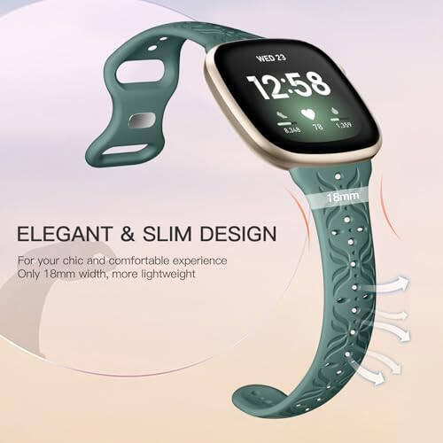 Maledan Slim Pattern Bands Compatible for Fitbit Sense/Versa 3/Versa 4/Sense 2 Bands Women Men, Stylish Hollow-out Breathable Bracelet Strap Wrist Bands for Fitbit Sense/Versa 3/4/Sense 2 Watch Bands - 4