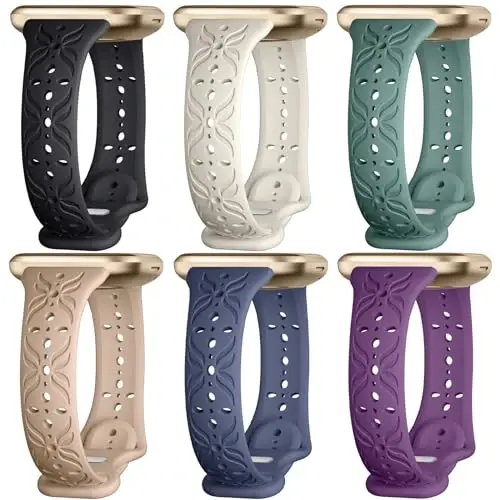 Maledan Slim Pattern Bands Compatible for Fitbit Sense/Versa 3/Versa 4/Sense 2 Bands Women Men, Stylish Hollow-out Breathable Bracelet Strap Wrist Bands for Fitbit Sense/Versa 3/4/Sense 2 Watch Bands - 1