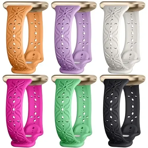 Maledan Slim Pattern Bands Compatible for Fitbit Sense/Versa 3/Versa 4/Sense 2 Bands Women Men, Stylish Hollow-out Breathable Bracelet Strap Wrist Bands for Fitbit Sense/Versa 3/4/Sense 2 Watch Bands - MALEDAN