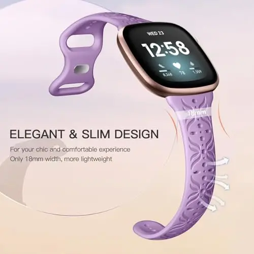 Maledan Slim Pattern Bands Compatible for Fitbit Sense/Versa 3/Versa 4/Sense 2 Bands Women Men, Stylish Hollow-out Breathable Bracelet Strap Wrist Bands for Fitbit Sense/Versa 3/4/Sense 2 Watch Bands - 4