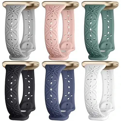 Maledan Slim Pattern Bands Compatible for Fitbit Sense/Versa 3/Versa 4/Sense 2 Bands Women Men, Stylish Hollow-out Breathable Bracelet Strap Wrist Bands for Fitbit Sense/Versa 3/4/Sense 2 Watch Bands - MALEDAN