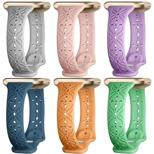 Maledan Slim Pattern Bands Fitbit Sense/Versa 3/Versa 4/Sense 2 Bands Ayollar Erkaklar uchun mos, Stylish Hollow-out Nafas oladigan Bilaguzuk Tasmalar Fitbit Sense/Versa 3/4/Sense 2 Soat Tasmalar - 1