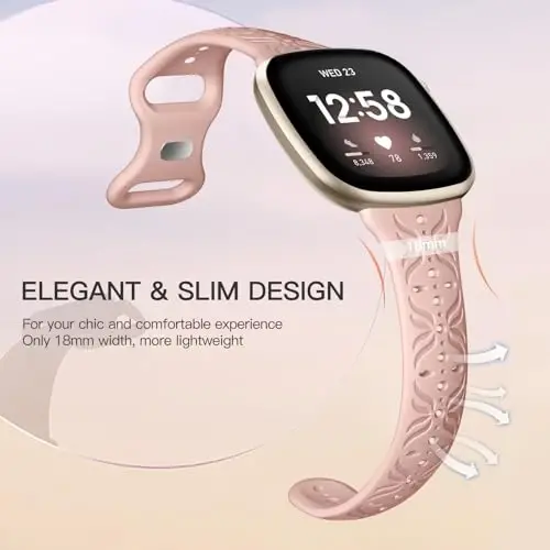 Maledan Slim Pattern Bands Fitbit Sense/Versa 3/Versa 4/Sense 2 Bands Ayollar Erkaklar uchun mos, Stylish Hollow-out Nafas oladigan Bilaguzuk Tasmalar Fitbit Sense/Versa 3/4/Sense 2 Soat Tasmalar - 5