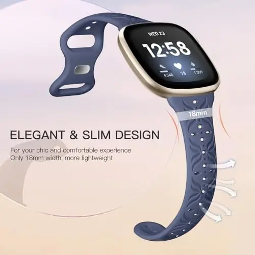 Maledan Slim Pattern Bands Fitbit Sense/Versa 3/Versa 4/Sense 2 tasmalariga mos ayollar erkaklar uchun nafis o'yiqli nafas oladigan bilaguzuk tasmasi Fitbit Sense/Versa 3/4/Sense 2 soat tasmalar - 5