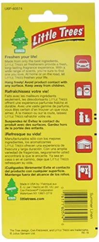 Маленькие Деревья Картонная Подвесная Автомобильная, Домашняя и Офисная Освежитель Воздуха, Летний Лен (Упаковка из 12 штук) - LITTLE TREES (1)