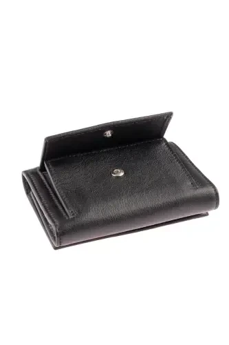 Маленький кошелек на кнопке, натуральная кожа, отделения для карт и документов, карман для мелочи. - 4