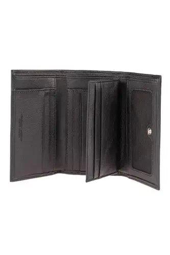 Маленький кошелек на кнопке, натуральная кожа, отделения для карт и документов, карман для мелочи. - 5