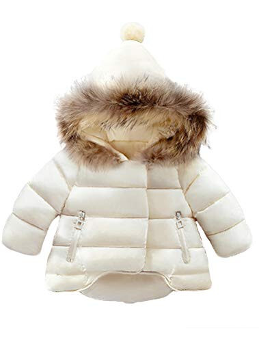 Mallimoda Baby Boys Girls Down Jacket Toddler Winter Warm Puffer Down Coat Cotton Hooded Fur Snowsuit - 1