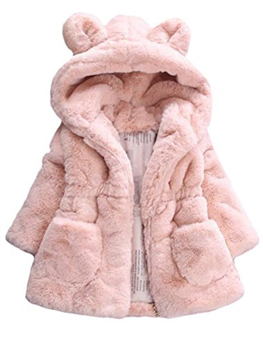 Mallimoda Girls Winter Warm Coats Ear Hooded Faux Fur Fleece Jacket - 1