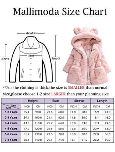 Mallimoda Girls Winter Warm Coats Ear Hooded Faux Fur Fleece Jacket - 3