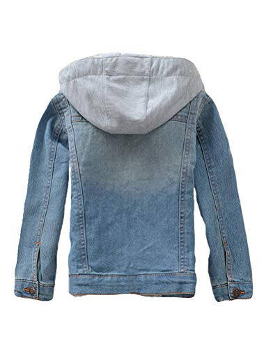 Mallimoda Kids Boys Girls Hooded Denim Jacket Zipper Coat Outerwear - 3