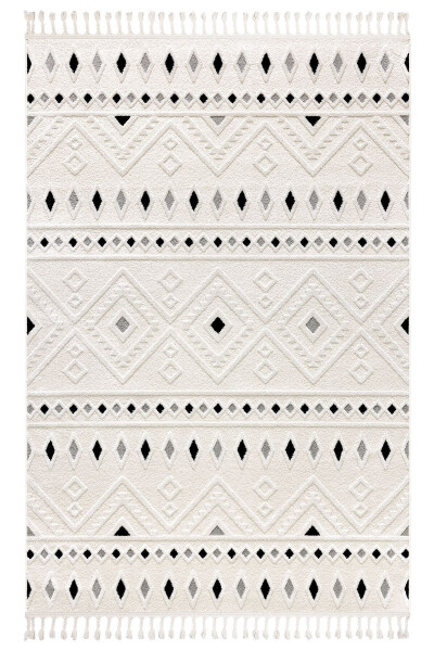 Malta Scandinavian Cream Black Carpet Living Room Bedroom Corridor Kitchen Machine Rug 33412a - 8