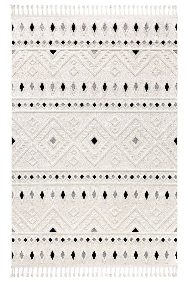 Malta Scandinavian Cream Black Carpet Living Room Bedroom Corridor Kitchen Machine Rug 33412a - 8