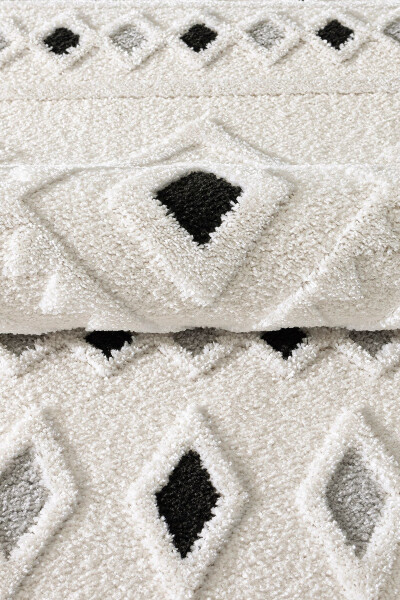 Malta Scandinavian Cream Black Carpet Living Room Bedroom Corridor Kitchen Machine Rug 33412a - 5