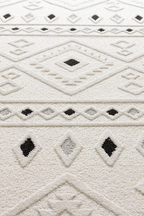 Malta Scandinavian Cream Black Carpet Living Room Bedroom Corridor Kitchen Machine Rug 33412a - 6