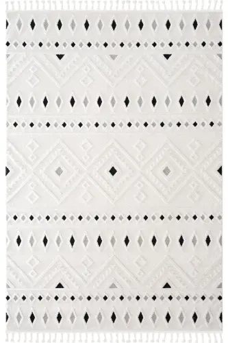 Malta Scandinavian Cream Black Carpet Living Room Bedroom Corridor Kitchen Machine Rug 33412a - KOZA HALI (1)