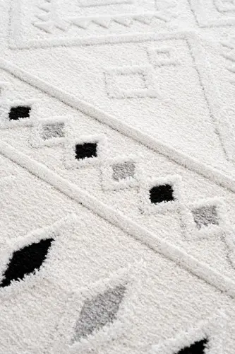 Malta Scandinavian Cream Black Carpet Living Room Bedroom Corridor Kitchen Machine Rug 33412a - 3