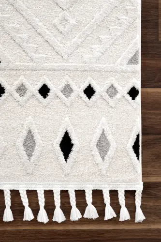 Malta Scandinavian Cream Black Carpet Living Room Bedroom Corridor Kitchen Machine Rug 33412a - 4