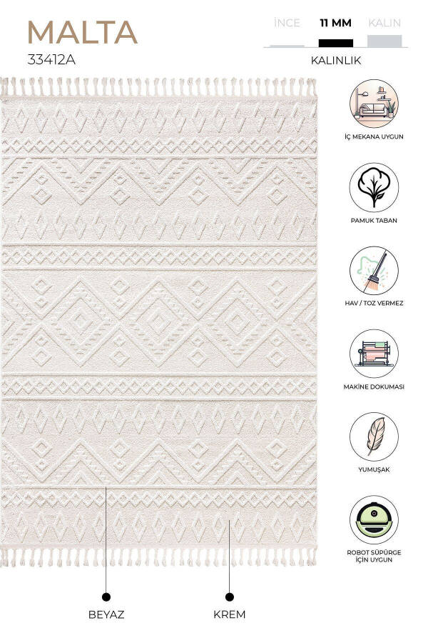 Malta Scandinavian Cream Carpet Living Room Bedroom Hallway Kitchen Machine Carpet 33412a - 12