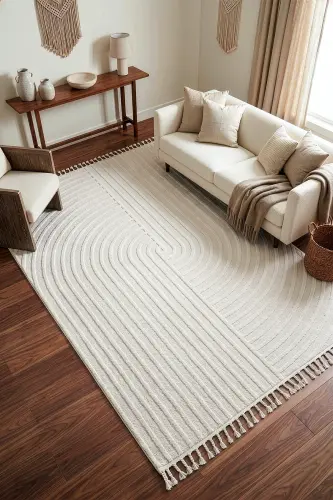 Malta Scandinavian Cream Carpet Living Room Bedroom Hallway Kitchen Machine Rug 33410a - 1