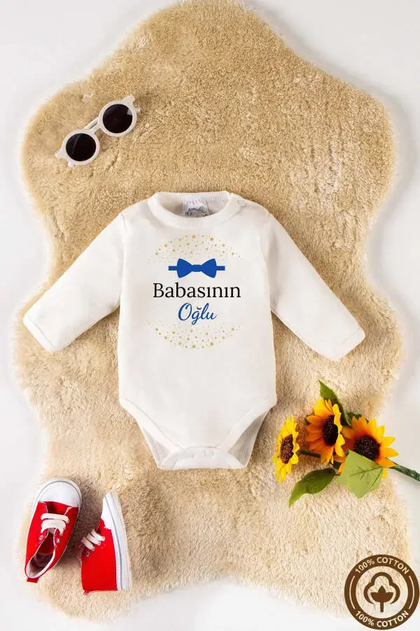 Малыш мальчик 100% органический хлопок с принтом 0-12 месяцев 2 шт. боди с длинным рукавом ползунки - 2