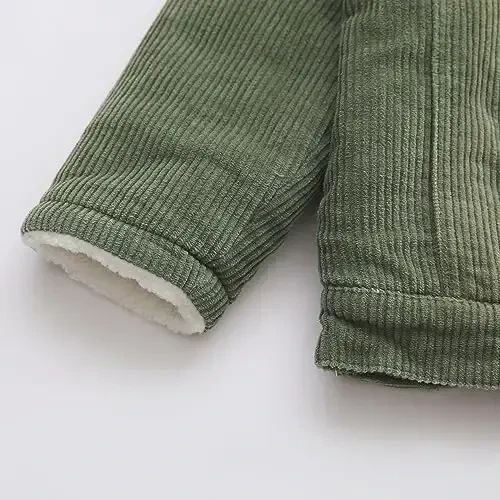 Малыш Зимняя вельветовая куртка для мальчика Детская осенняя куртка с подкладкой из шерпы - 6