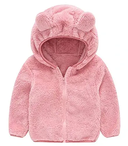 Toddler Girls Boys Fleece Hoody Jacket Zip Up Teddy Coat Warm Winter Outwear 