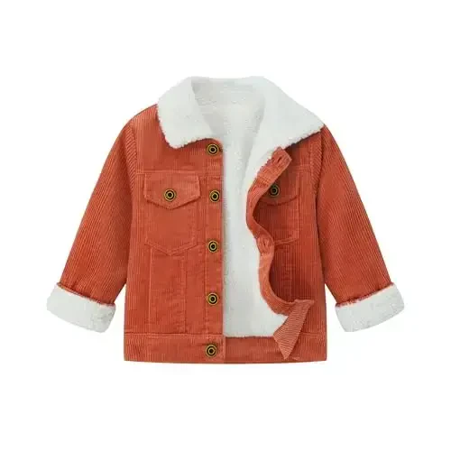 Morubut Toddler Boy Winter Thick Corduroy Coat Baby Boys Sherpa Lined Jacket Outwear 