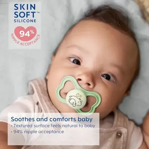 MAM Air Day & Night Baby Pacifier, for Sensitive Skin, Glows in The Dark, 3 Pack, 16+ Months, Boy - 5