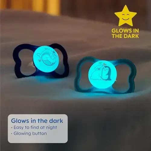 MAM Air Day & Night Baby Pacifier, for Sensitive Skin, Glows in The Dark, 3 Pack, 16+ Months, Boy - 6