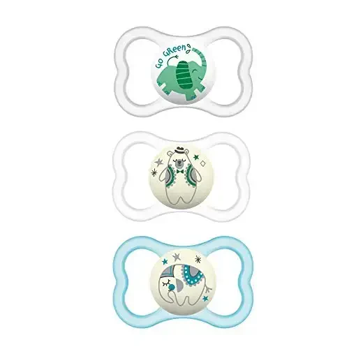 MAM Air Day & Night Baby Pacifier, for Sensitive Skin, Glows in The Dark, 3 Pack, 16+ Months, Unisex 