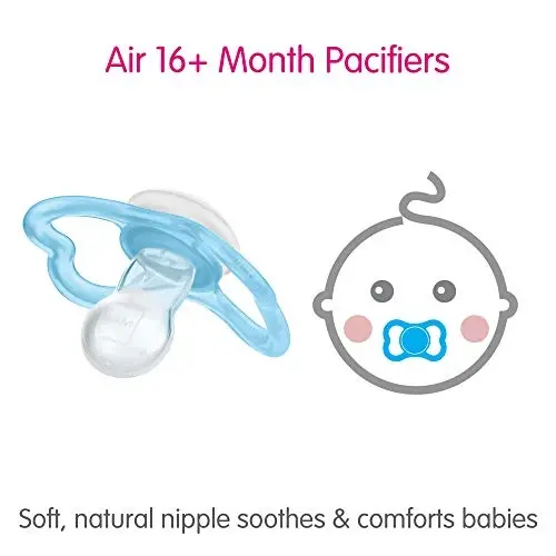 MAM Air Day & Night Baby Pacifier, for Sensitive Skin, Glows in The Dark, 3 Pack, 16+ Months, Unisex - 3