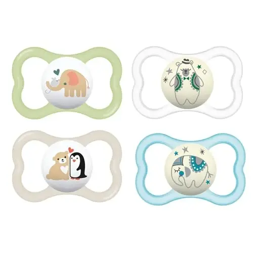 MAM Air Day & Night Baby Pacifier, for Sensitive Skin, Glows in The Dark, 16+ Months, Unisex, 4 Count - 1